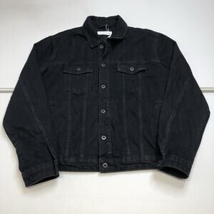 TOPMAN Men's Denim Jean Jacket Size Large Black Button Down NWT